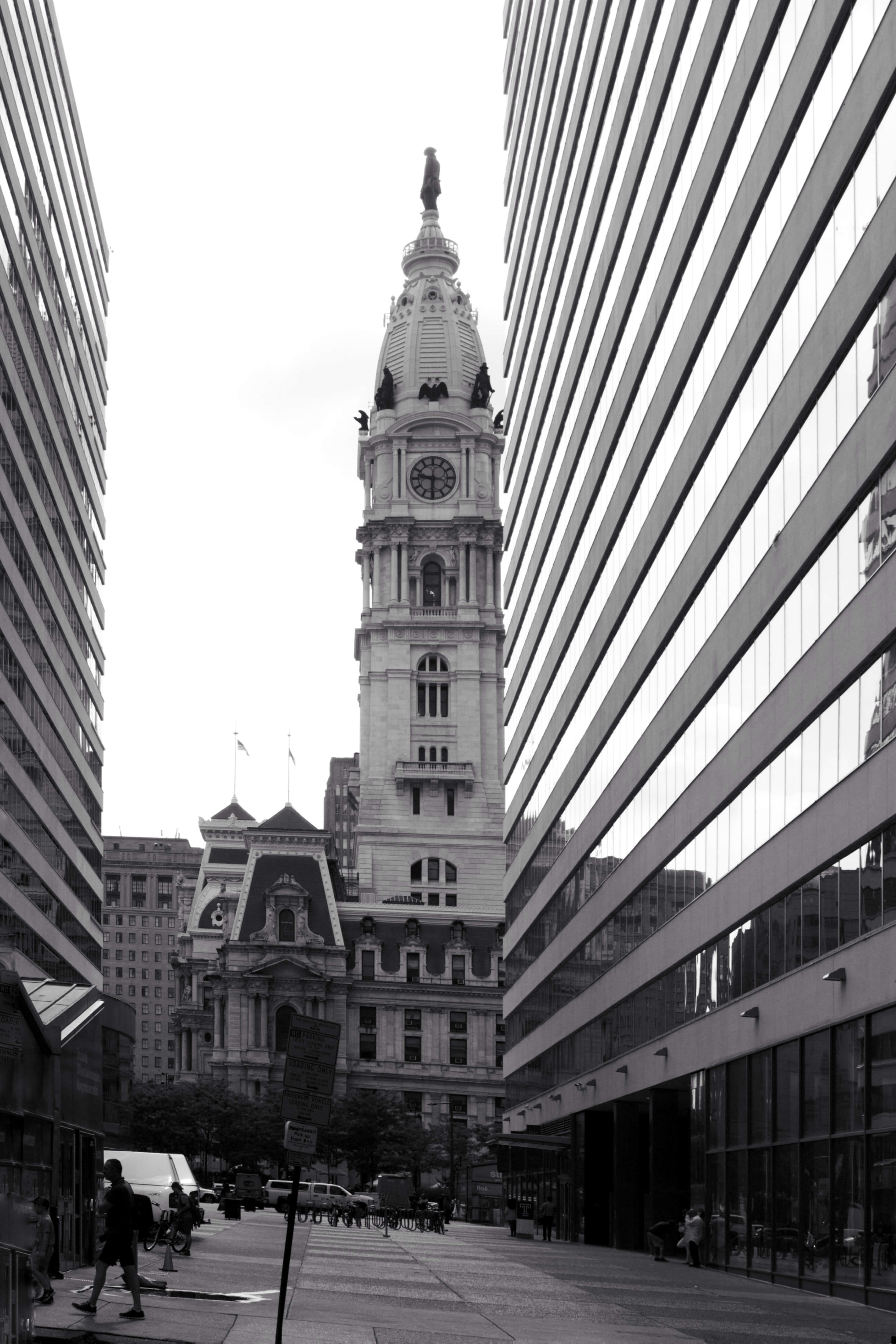 Black and White Photo of a street with strong leading lines
