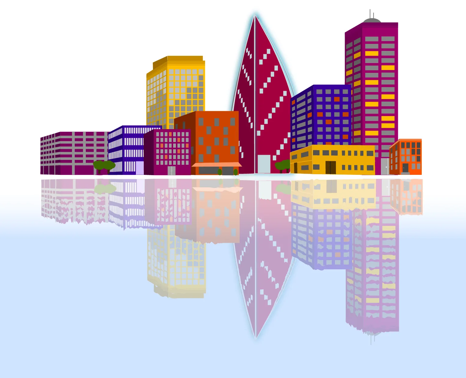 Reflected City Illustration
